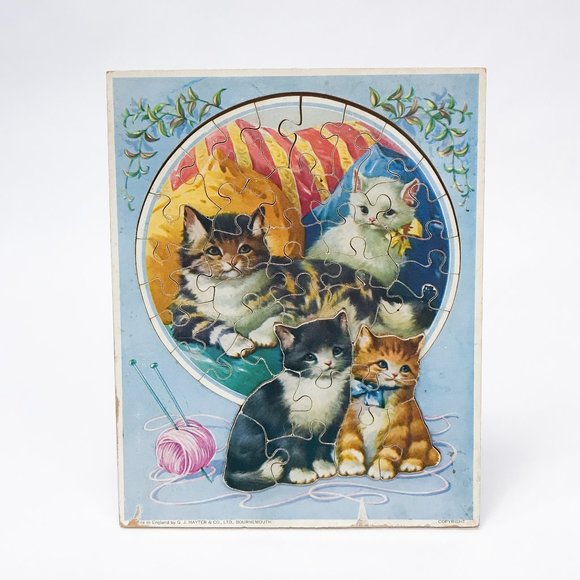 Child's Cat Board Puzzle By G. J. Hayter & Co. England Vintage - Picture 2 of 6